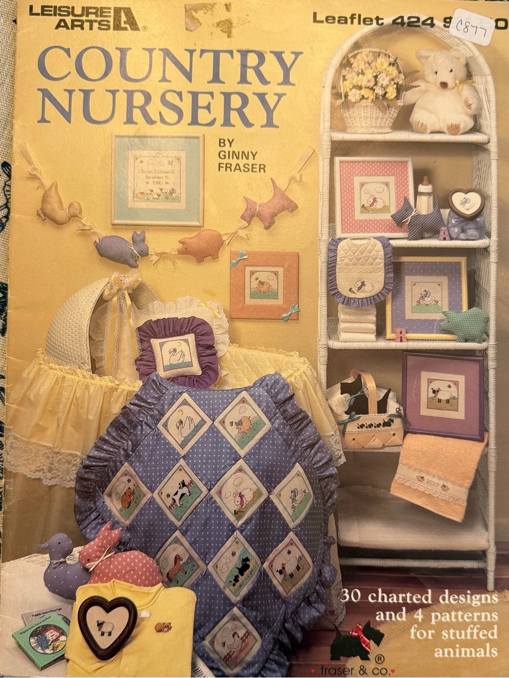 Country Nursery Cross Stitch Leisure Arts 1986 Farmhouse Animals Cottagecore